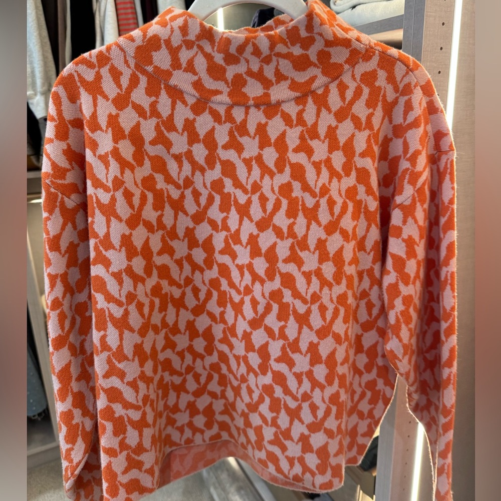 Orange and light pink Patterned Sweater
